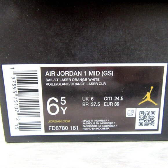 Air Jordan 1 Mid Sail White Sneakers GS Size 6.5Y / Womens Size 8 NEW - Picture 13 of 13